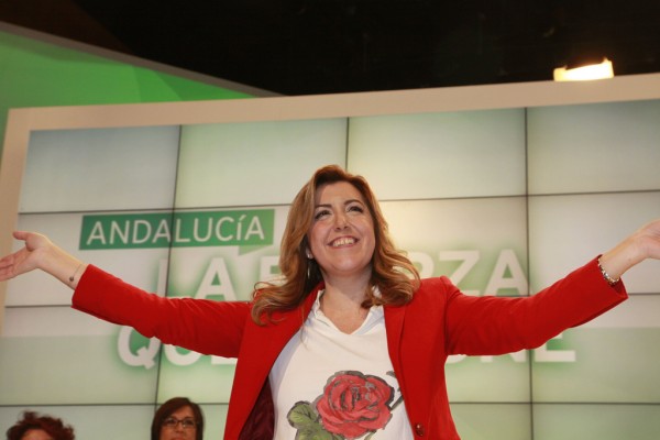 La presidenta de la Junta de Andalucía, Susana Díaz, en un mitin del PSOE. / Oficial